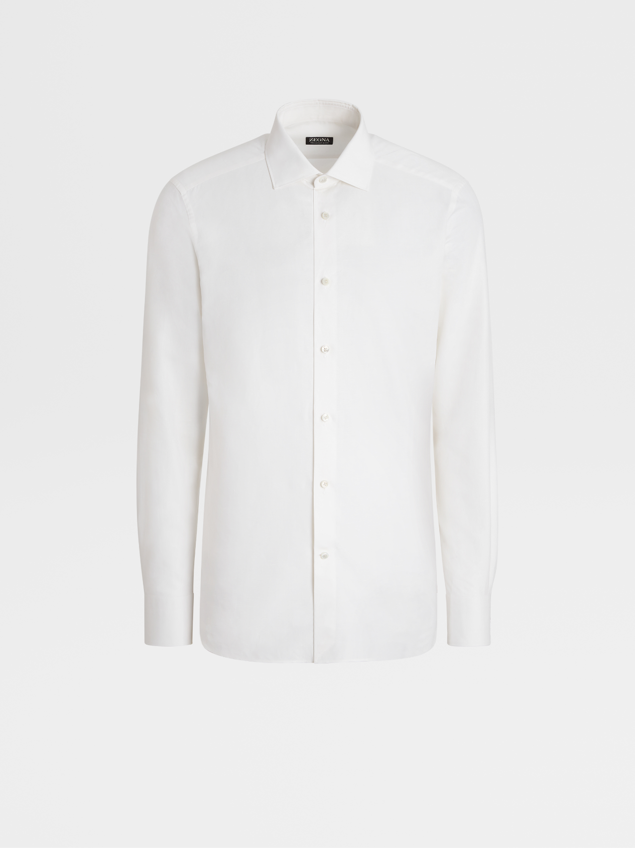 米白色 Crossover 棉质亚麻及桑蚕丝混纺长袖精裁衬衫